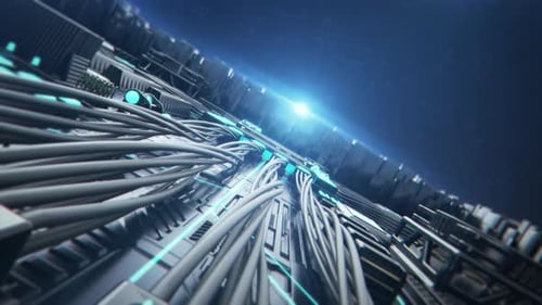 Futuristic Circuit Board Digital Data Flow Background