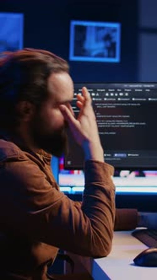 Annoyed Developer Exasperated After Failing to Remove All Bugs While Coding
