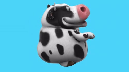 Fun 3D cartoon cow dancing (with alpha channel)
