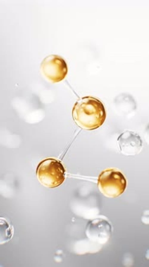 Biologisches goldenes Molekül mit kosmetischem Hintergrund