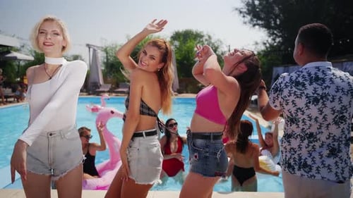 Models Dance Twerk Sing and Relax with Alcohol Cocktails at Swimming Pool Party on Weekends Male and