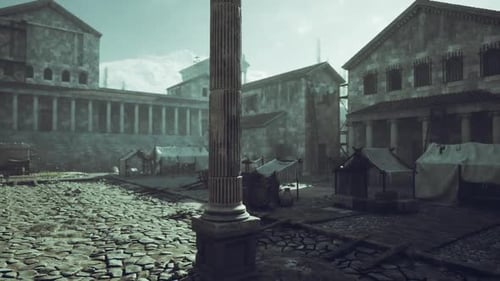 Animated Roman City Street with Ancient Architecture