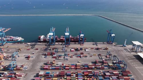 Import and export cargo port where is a part of shipping dock