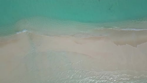 Stunning Blue Ocean and Sandy White Island Maldives Top Drone Aeral View Deserted Hidden Beach