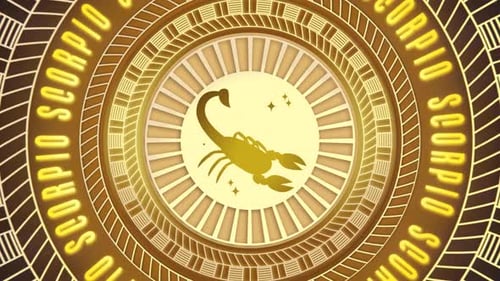 Scorpio Zodiac Sign Glowing Geometric Animation Loop