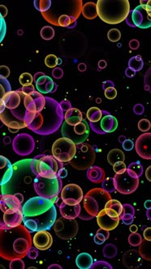Colorful Rainbow Bubbles Floating Vertical Background Seamless Loop