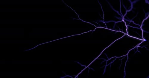 Purple Lightning Bolts Strike on Black Background