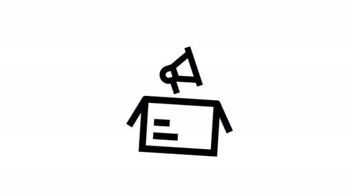 Flat Design Animated Box with Megaphone Reveal Icon