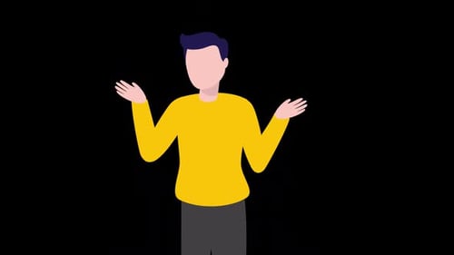 Animated Flat Design Man Shrugging Gesture