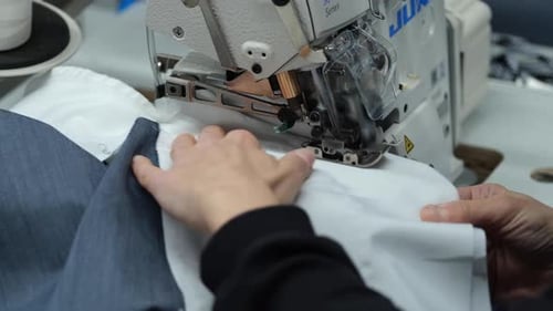 Trousers Sewn In A Clothing Factory
