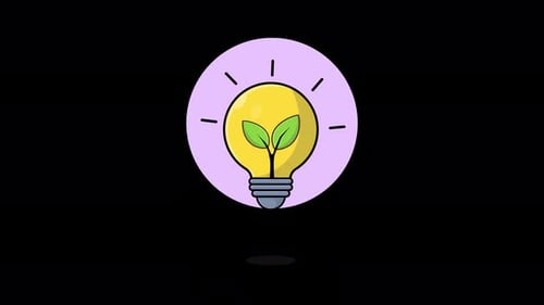 Plant Growing Inside a Light Bulb. Ecology Concept Animation Video - Transparent