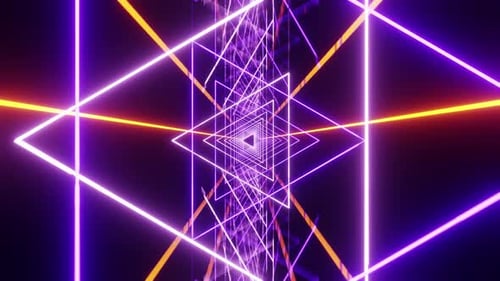 Newest Triangle Laser Show Purple Neon Lights Vj Loop Background