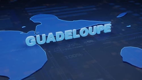 Futuristic 3D Text Reveal Over Guadeloupe Map