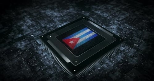 Drapeau de Cuba sur le processeur de l'ordinateur