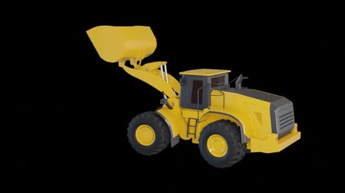 Vista trasera del tractor excavador 3D