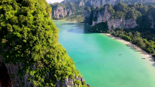 Stunning Aerial View of Railay Beach in Krabi Thailand During a Sunny Day