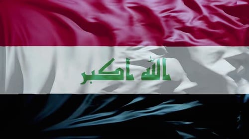 Realistic Waving Flag of Iraq Loop Animation