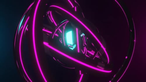 Pink And Cyan Sci Fi Rings Background Loop Animation In 1080Hd