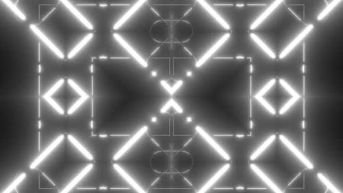 Dynamic geometric pattern with glowing neon lines and shapes