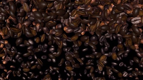 Falling Coffee Beans Loop with Alpha Channel