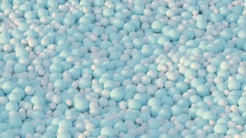 3D Render Animation with Blue Bubbles Moving