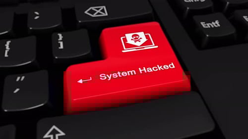 System Hacked Round Motion On Computer Keyboard Button