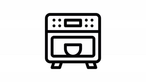 Animated Line Art Icons of Kitchen Appliances and Simple Shapes
