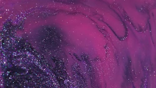 Glittering Liquid Swirls of Purple and Pink Abstract Background