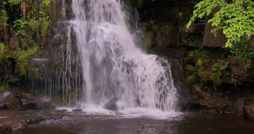 wide shot of the bottom of the upper falls at East gill force, waterfall at keld, Swaledale