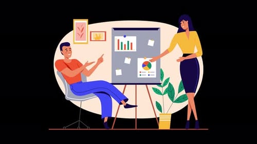 Animated Business Presentation with Data Analysis Illustration