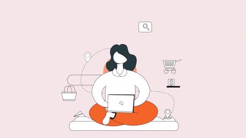 Online Shopping E-commerce Flat Design Animated Illustration