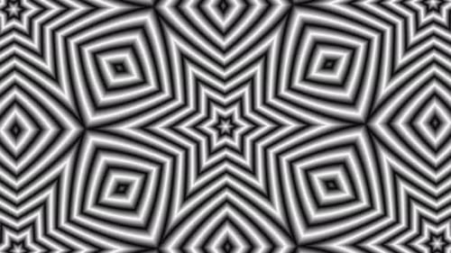 Symmetrical Black and White Expanding Geometric Star Pattern