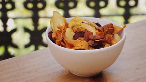Bowl of Colorful Crunchy Vegetable Chips