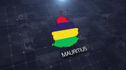 Mauritius Country Map Flag Digital Reveal Animation