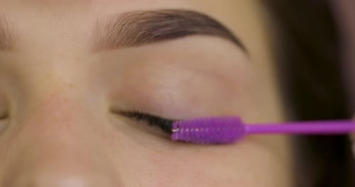 Eyelash Extension Application Close-Up, Makeup Process