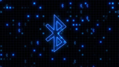 Animated Neon Bluetooth Symbol Technology Background Loop