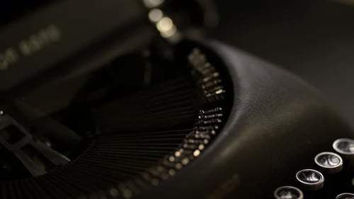 typebars of vintage typewriter, retro type writing