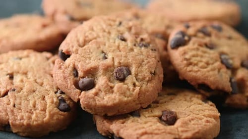 Delicious Chocolate Chip Cookies on a Slate Surface