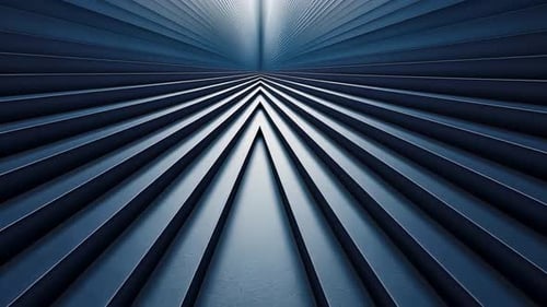 Abstract Futuristic Corridor with Blue Metallic Symmetrical Geometry