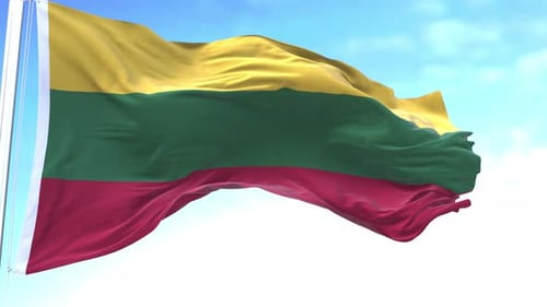Lithuania Horizontal Flag In The Sky Speed Waving