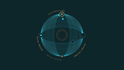 Animation en boucle d'un élément HUD à sphère filaire