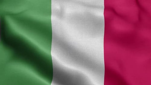 Italian Flag Waving in Realistic Fabric Texture Loop