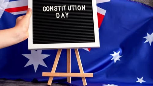 Drapeau et signalisation patriotiques australiens Fête de la Constitution australienne Concept des droits civils et du droit