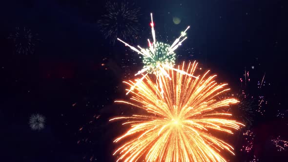 Fireworks Display Celebration Colorful New Year Loop Firework Explosion ...