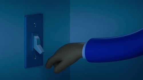 mão liga e apaga as luzes