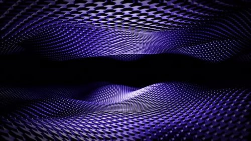 Seamless loop background with abstract dynamic waves landscape composed of purple geometric elements
