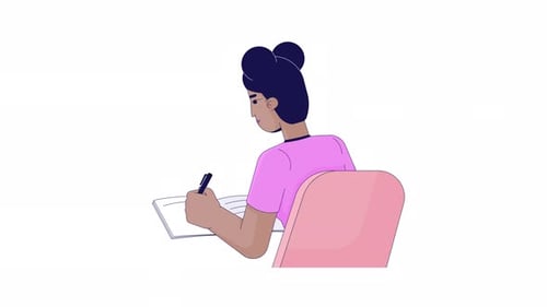 Animação de personagens 2D da linha afro-americana Study Girl