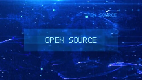 Open Source Digital Text Animation over Futuristic World Map and HUD Effects