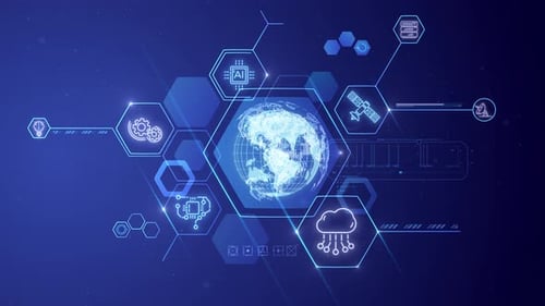 Futuristic Digital Globe Animation With Global Connectivity Icons