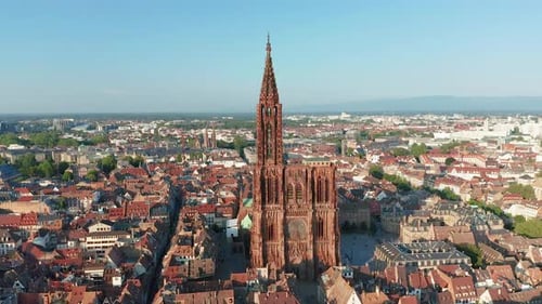 Aerial view of notre dame cathedral and old town, France.